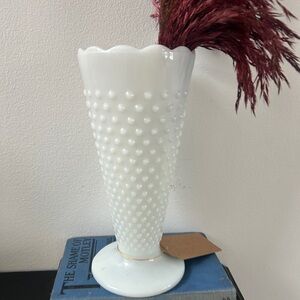 Vintage Anchor Hocking Hobnail Milk Glass Vase